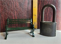 Vintage Panhandle Eastern Pipeline lock and bench