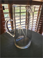 Hand-blown glass pitcher with N initial 10" tall
