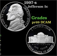 Proof 1997-s Jefferson Nickel 5c Grades GEM++ Proo