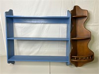 Lot of Two Wooden Wall Hanging Shelves