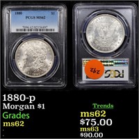 1880-p Morgan $1 Graded ms62