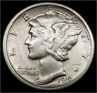 1919-D Mercury Silver Dime, Higher Grade
