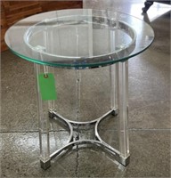 Glass Top End Table with Chrome, Acrylic Base #1