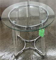 Glass Top End Table Chrome and Acrylic Base #2