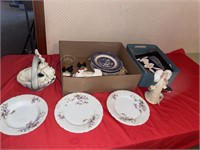 Old plates, angel, miscellaneous collectors