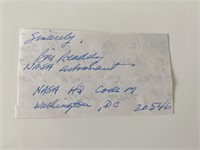 Nasa Astronaut Bill Ready Signed Note
