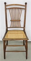 Antique Farm House Spindle Back Caned Chair