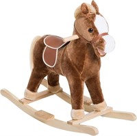 W4146  Qaba Kids Rocking Horse - Brown Realistic