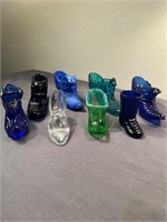 Assorted Fenton glass shoes