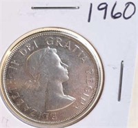 1960 Elizabeth II Canadian Silver Half Dollar