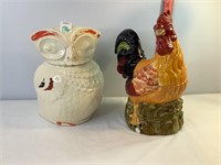 Owl & Rooster Cookie Jars