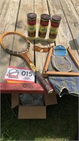 Tennis racket, tennis balls, etc