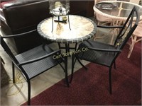 TILE TOP TABLE W/2 METAL CHAIRS