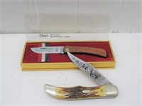 (2) Case XX Wood and Stag Handled Folding Knives