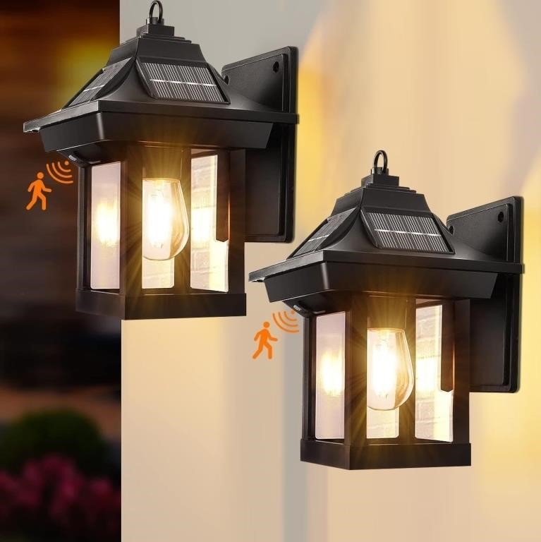 (N) JESENBIL Solar Outdoor Wall Lights, 2 Pack Mot