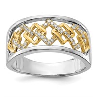 14k Two-tone Polished Fancy Squares Diamond Ring