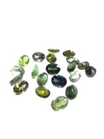 Green tourmaline gemstones