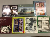 Lot of eight good Postcards books. One signed.