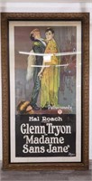 Large framed 1925 movie poster