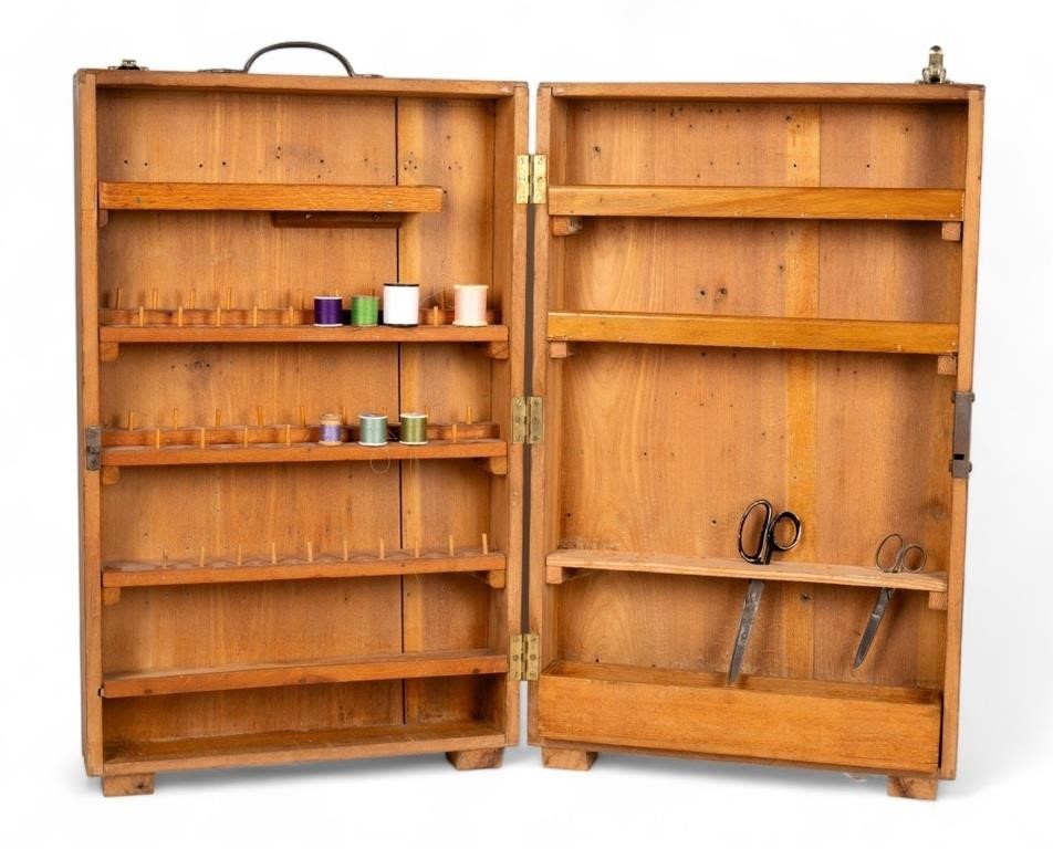 Vintage Sewing and Spool Cabinet
