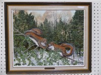 PAUL DUFF "TWO RED SQUIRRELS" PAINTING