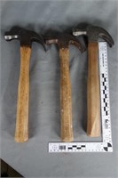 Three (3) Blue Grass claw hammers