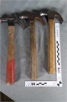 Three (3) claw hammers