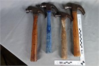Four (4) Blue Grass claw hammers