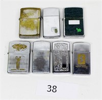 Lot of 7 Vintage Zippo Lighters Denim Golfer