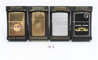 4 Vintage 1990's Zippo Lighters in Cases