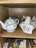 teapots and home decor 1 shelf lot