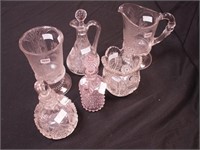 Six pieces of pattern glass including