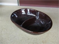 Vintage Marcrest Stoneware divided Oval Bowl