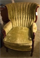 Vintage Wing-Back Chair w/Carved Swan Head Accents