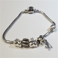 $350 Silver Pandora Style  Bracelet