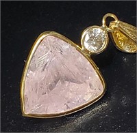 $1600 14K  Morganite(5.8ct) Diamond(0.2ct) Pendant