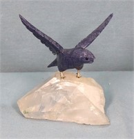Carved Lapis & Rock Crystal Bird Figurine