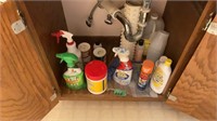 Cleaners under bathroom sink you box