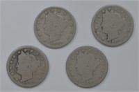 4 - Liberty Head V Nickels (84,88,88,89)