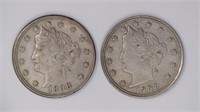 1898 and 1907 Liberty Head V Nickels