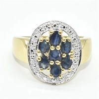 Gold plated Sil Blue Sapphire(1.6ct) Ring
