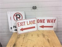 4 Parking / Exit Signs, - Metal