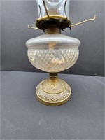 Antique Oil Lamp Glass and Brass