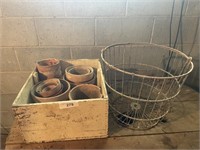 PLANTERS AND METAL EGG CRATE