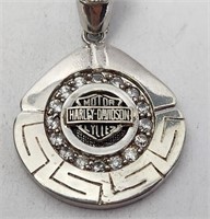 Harley Davidson Crystal Pendant on Sterling SilveG