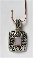 Pink Stone on Sterling Silver Pendant VTG