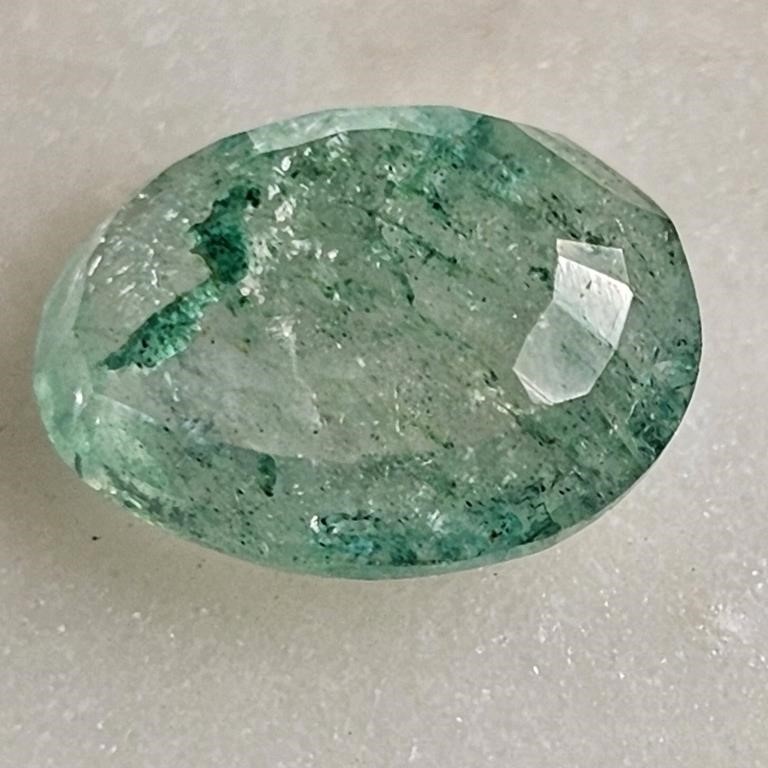 CERT 1.16 Ct Faceted Emerald, Oval Shape, IGL&I Ce