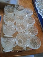12 PC FOOTED CUT GLASS CUPS