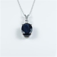 Beautiful Blue Sapphire and Diamond Pendant