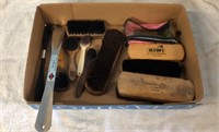 Vintage Shoe Shine Brushes & Horns Lot